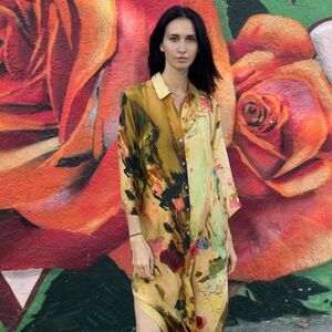 Yavi Silk Button Down Dress